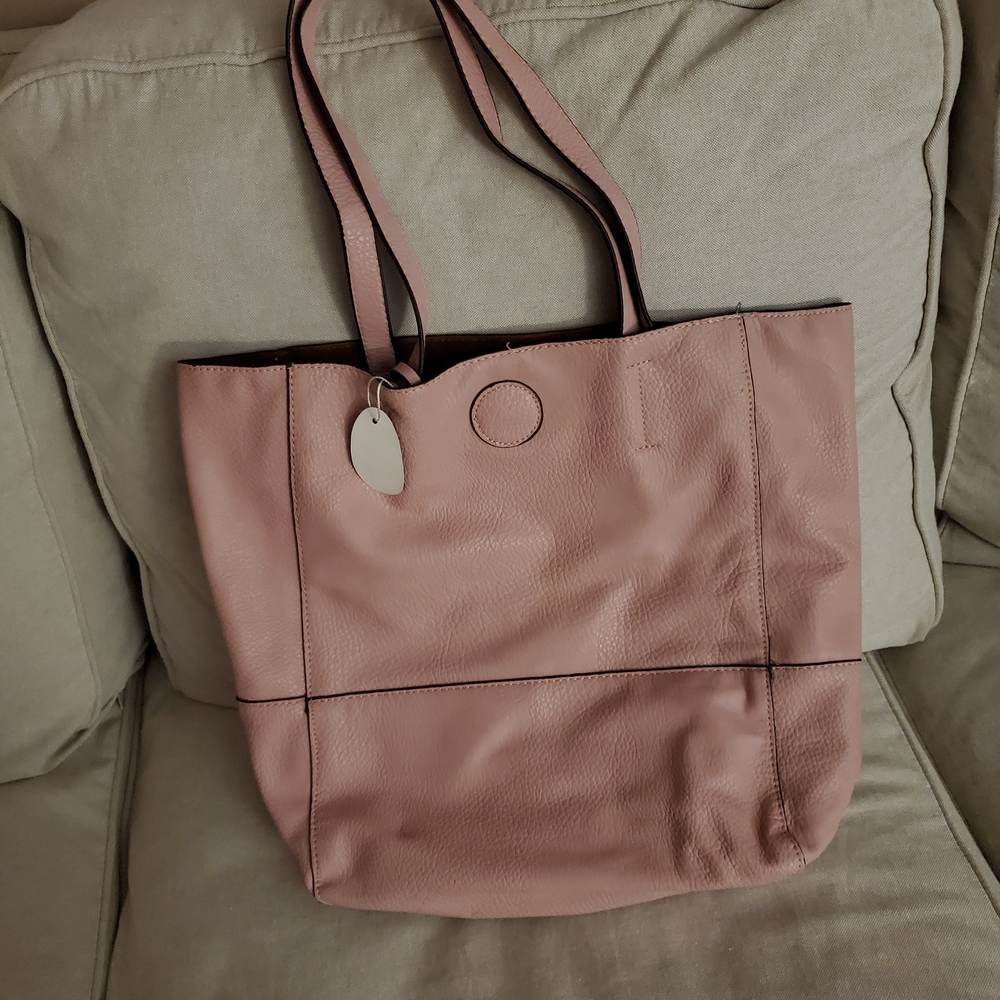 Pretty Pink Leather Tote Bag